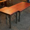 Coffee and end table built to customer's specs. Steel base with Red Cedar tops. 